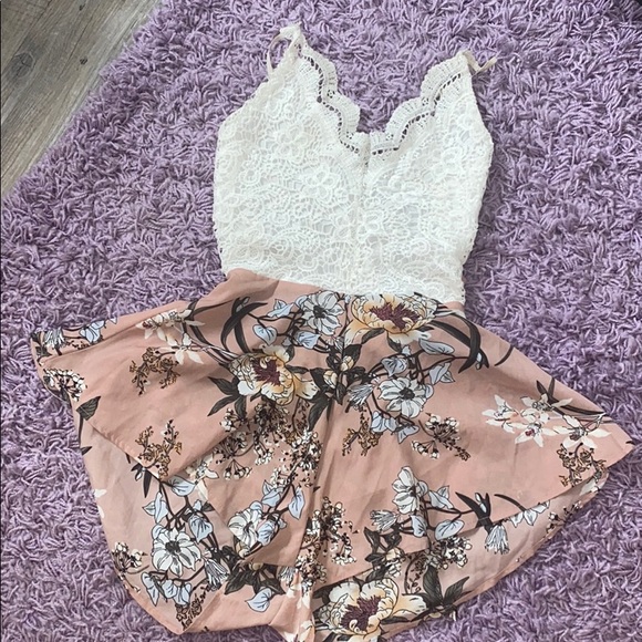 Lace / silk romper